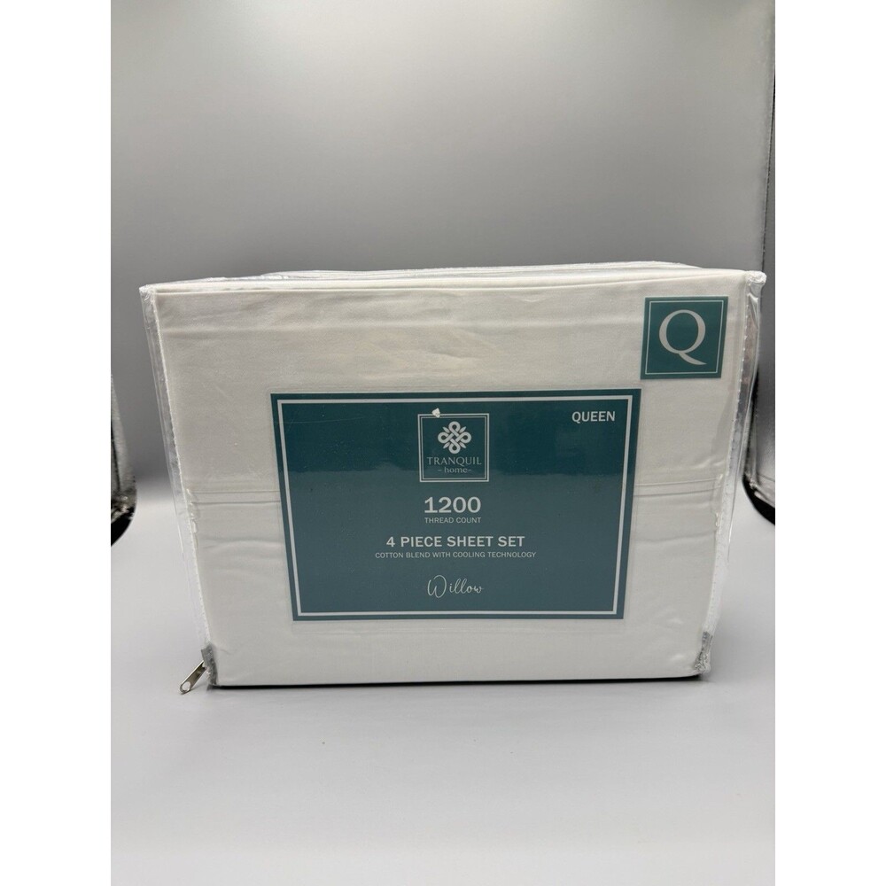 Tranquil Home White Willow 1200TC QUEEN Sheet Set Cotton Blend NEW
